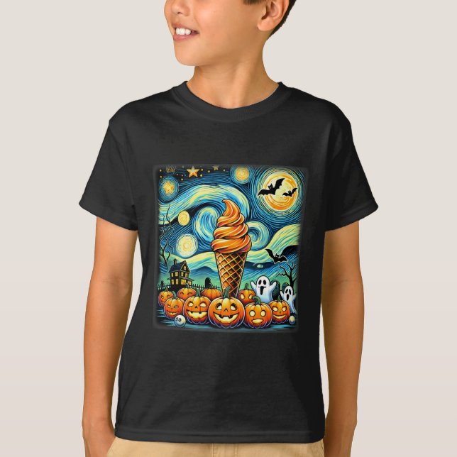 Starry Night Ice Creme Cone Halloween T-Shirt (Vorderseite)