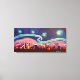 Starry Night in Denver Colorado Skyline Leinwanddruck