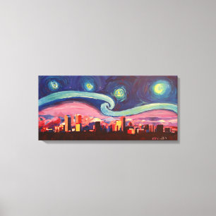 Starry Night in Denver Colorado Skyline Leinwanddruck