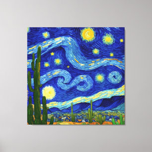 Starry Night in der Wüste Van Gogh Style Leinwanddruck