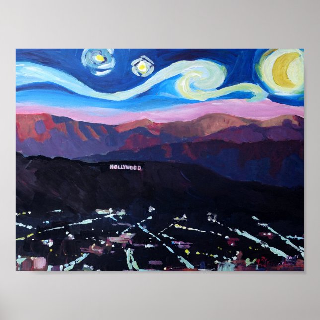 Starry night in Hollywood - Los Angeles Poster (Vorne)