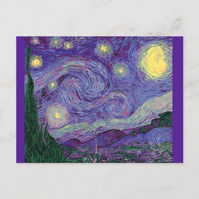 Starry Night in Lila, Kunst-Spoof Postkarte (Vorderseite)
