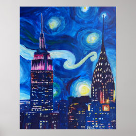 Starry Night in New York - Van Gogh Inspiration Poster