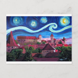 Starry Night in Nürnberg Deutschland mit Schloss Postkarte