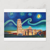 Starry Night in Pisa mit Schiefer Tower