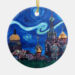 Starry Night in St. Petersburg Russland Keramikornament