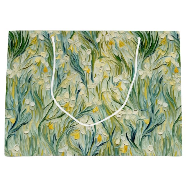 Starry Night inspiriert Blumenfarbe Texturierte Ar Große Geschenktüte (Vorderseite)