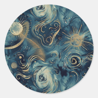 Starry Night Inspiriert individueller Himmelsaufkl Runder Aufkleber