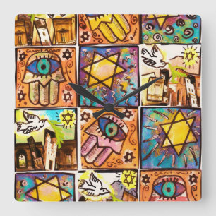 Starry Night Israel Ivory Wall Clock Quadratische Wanduhr