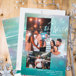 Starry Night Joto the World 3 Foto Green Feiertagskarte