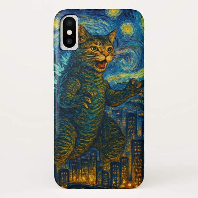 Starry Night Kaiju Catzilla Cat iPhone iPad Case (Rückseite)