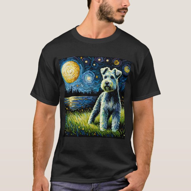 Starry Night Kerry Blue Terrier Dog Van Gogh Lover T-Shirt (Vorderseite)