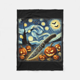 Starry Night Knife Koch Halloween Fleecedecke