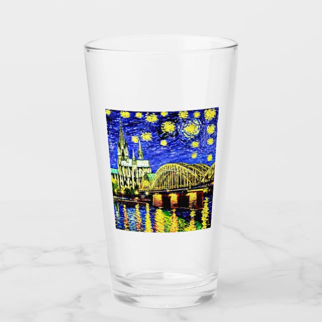 Starry Night Köln Dom Deutschland Glas (Vorderseite)