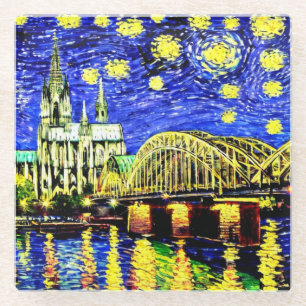 Starry Night Köln Dom Deutschland Glasuntersetzer