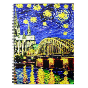 Starry Night Köln Dom Deutschland Notizblock