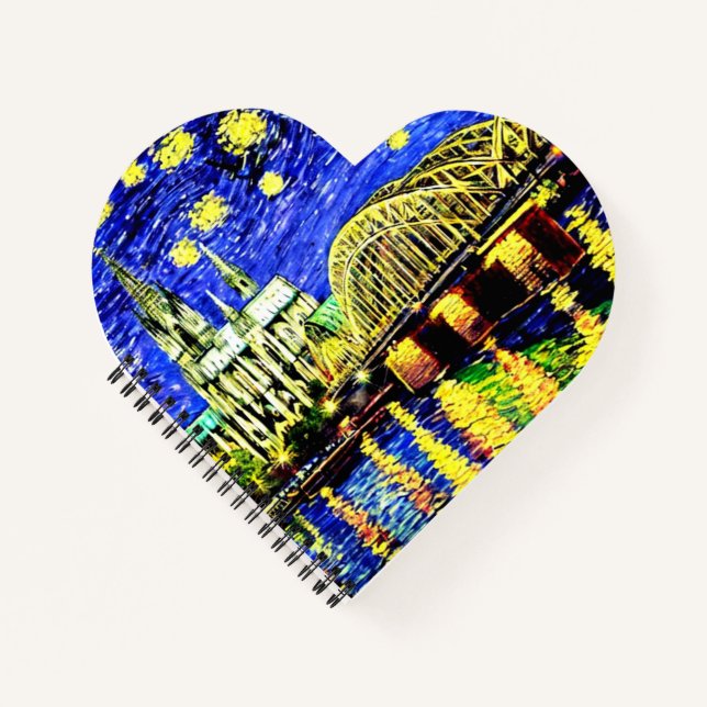 Starry Night Köln Dom Deutschland Notizbuch (Vorderseite)