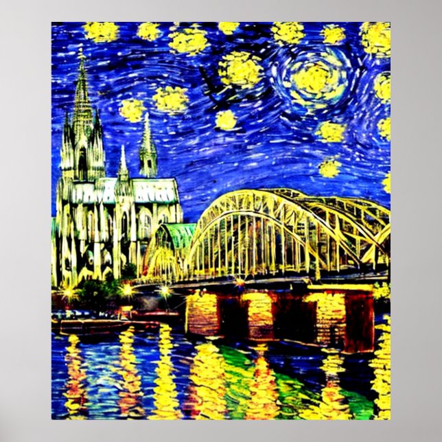 Starry Night Köln Dom Deutschland Poster (Vorne)