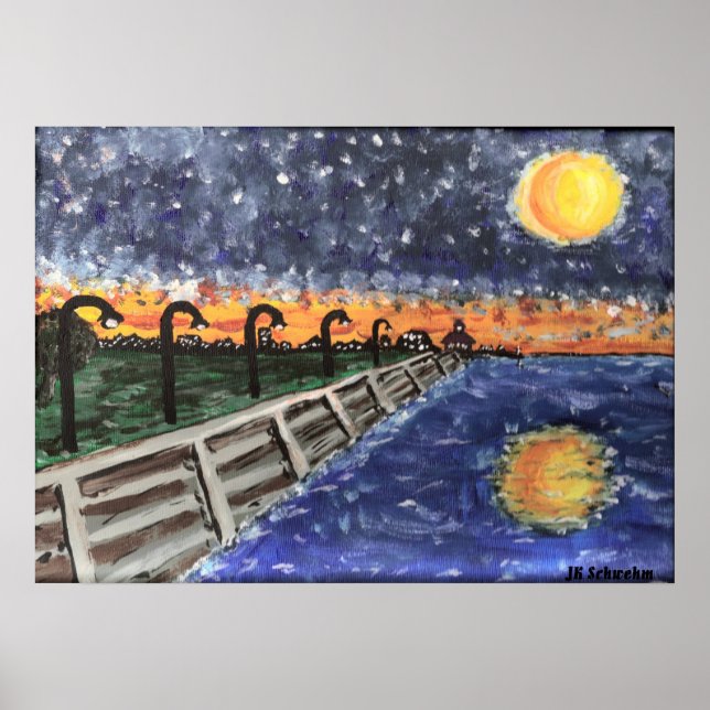 Starry Night Lake Pontchartrain Poster (Vorne)