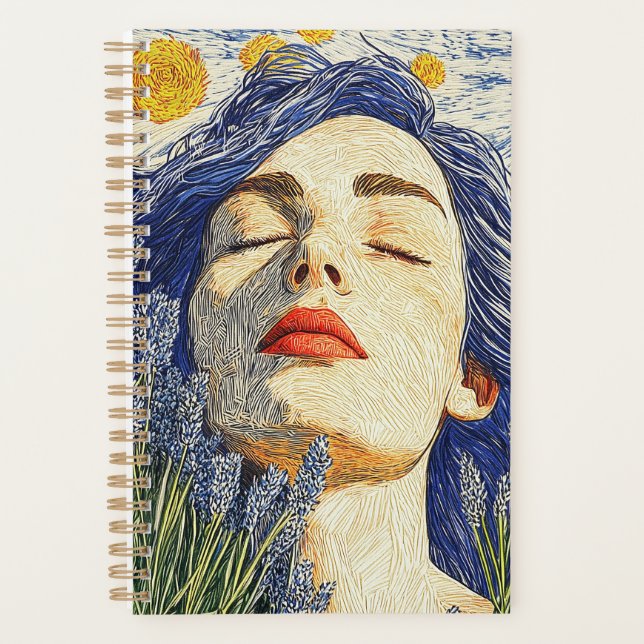 Starry Night Lavender Dream Textured Woman Planer (Vorderseite)