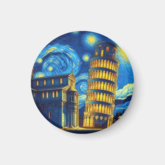 Starry Night Leaning Tower von Pisa Italien Magnet (Vorne)