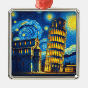 Starry Night Leaning Tower von Pisa Italien Ornament Aus Metall