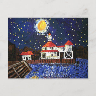 Starry Night Light House Postkarte