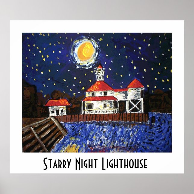 Starry Night Lighthouse Poster (Vorne)