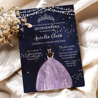 Starry Night Lila Lilac Dress Silver Quinceañera Einladung
