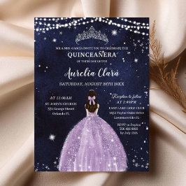Starry Night Lila Lilac Quinceañera Einladung