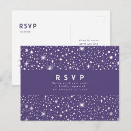 Starry Night Lila und Silver Wedding RSVP Postkarte