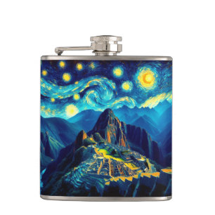 Starry Night Machu Picchu Peru Flachmann