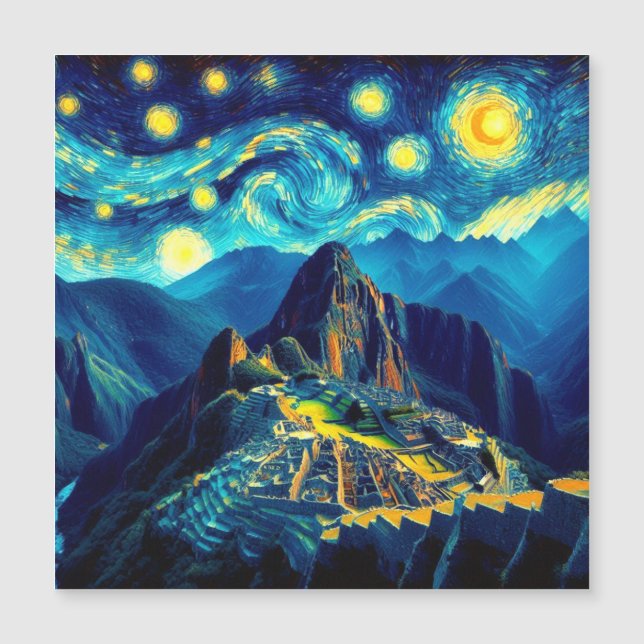 Starry Night Machu Picchu Peru Magnetkarte (Vorderseite)