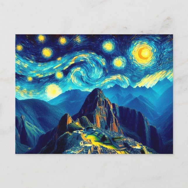 Starry Night Machu Picchu Peru Postkarte (Vorderseite)