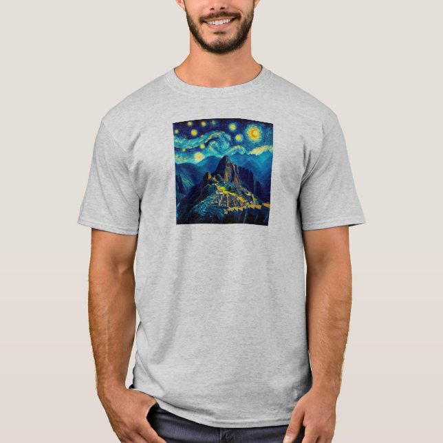 Starry Night Machu Picchu Peru T-Shirt (Vorderseite)