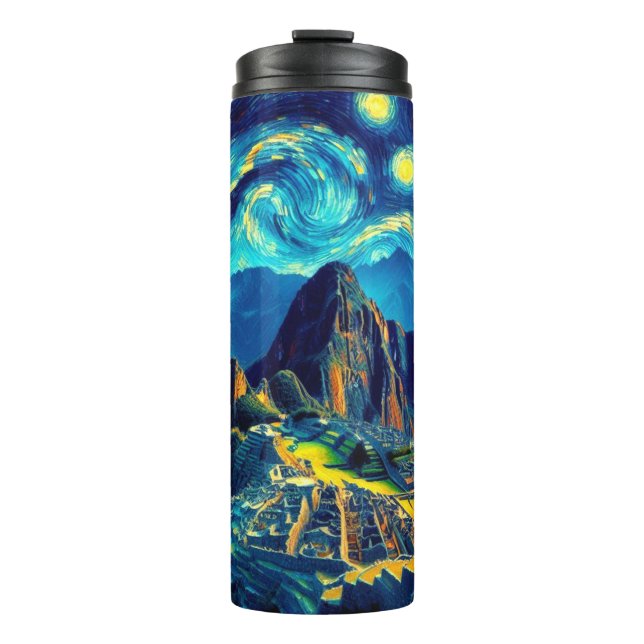 Starry Night Machu Picchu Peru Thermosbecher (Vorderseite)