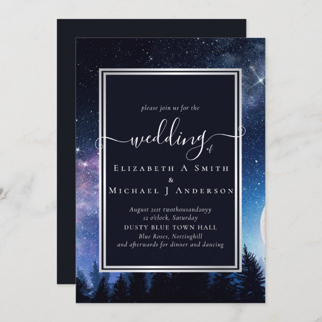 Starry Night Midnight Stars Hochzeitbudget (Vorne/Hinten)
