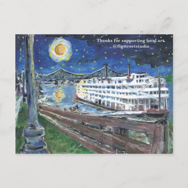 Starry Night Mississippi Queen Postcard Postkarte (Vorderseite)