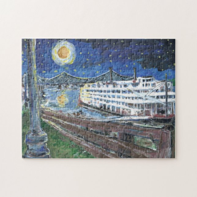 Starry Night Mississippi River Boat Puzzle (Horizontal)