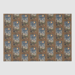 Starry Night mit Fall Border Halloween Seidenpapier