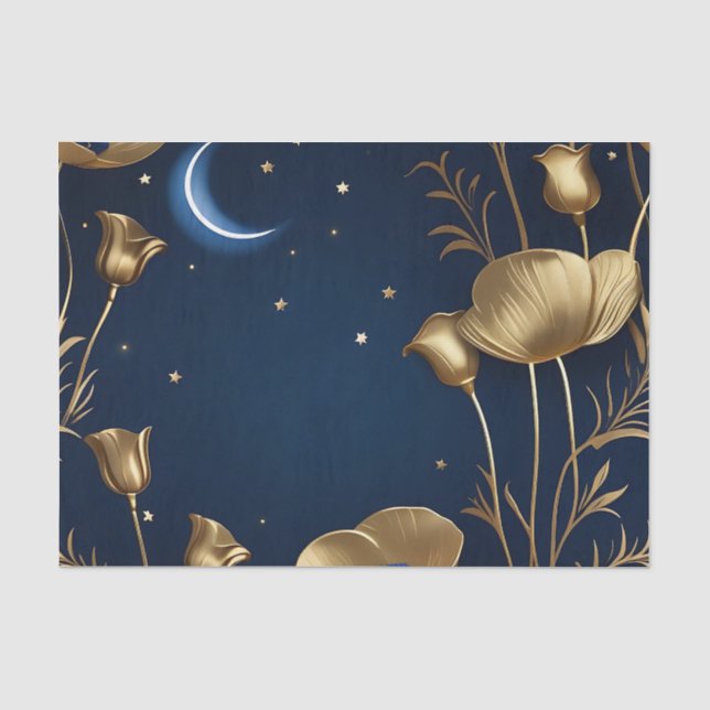 Starry Night mit Gold Crescent Moon Seidenpapier (Vorderseite)