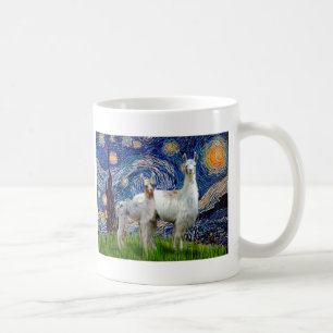 Starry Night mit zwei Llamas Kaffeetasse