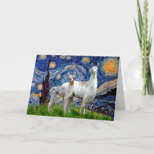 Starry Night mit zwei Llamas Karte