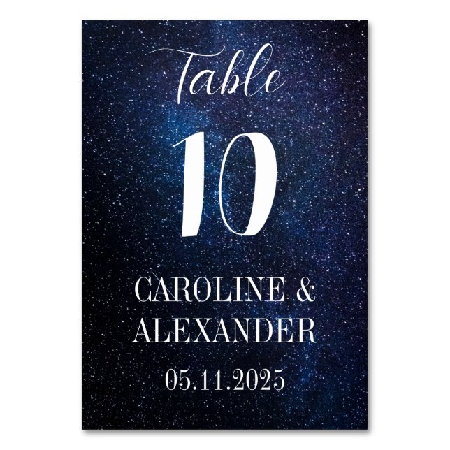 Starry Night Modern Constellation Galaxy Modern Tischnummer (Vorderseite)