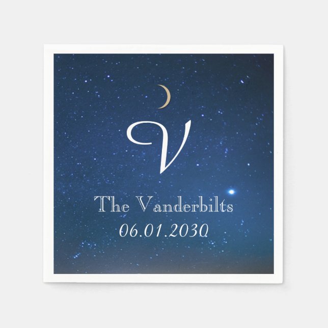 Starry Night Monogram Wedkin Napkin Serviette (Vorderseite)
