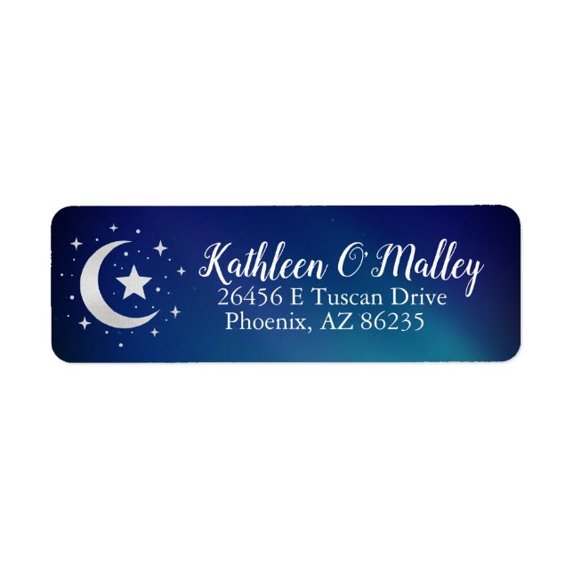 Starry Night Moon and Stars Elegant Custom Label (Vorne)