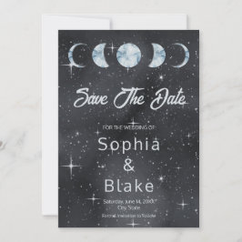 Starry Night Moon Phasen Zodiac Save the Date Einladung