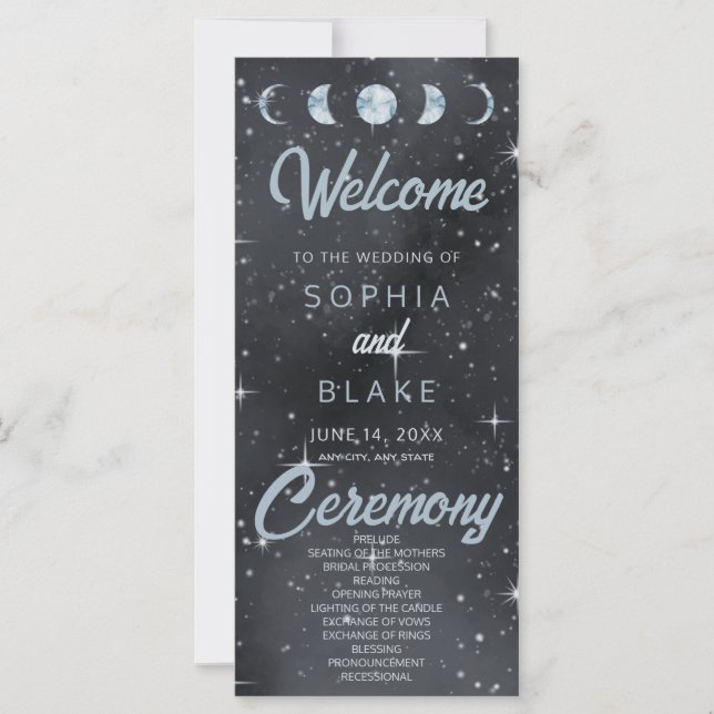 Starry Night Moon Phases Celestial Wedding Program (Vorderseite)