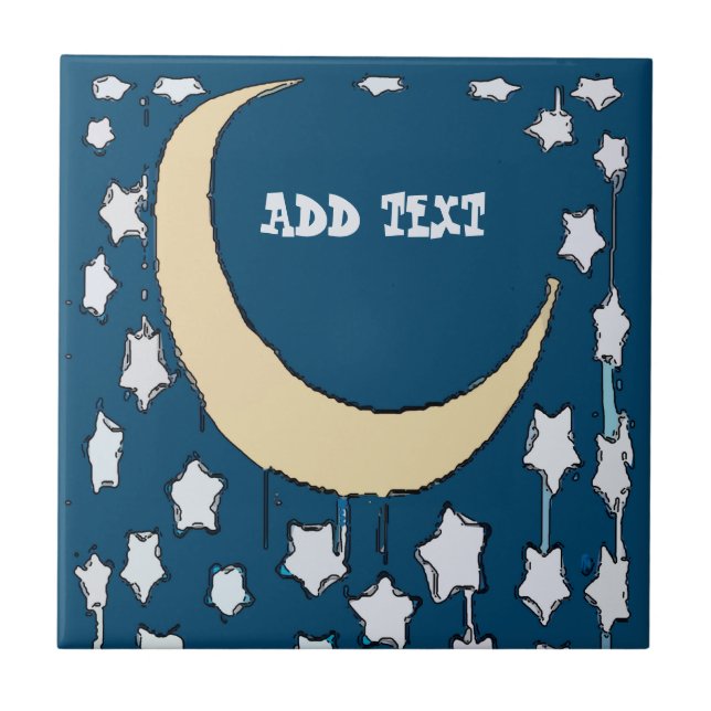 Starry Night Moon Tile Fliese (Vorderseite)