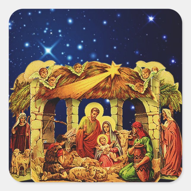 Starry Night Nativity Sticker (Vorderseite)